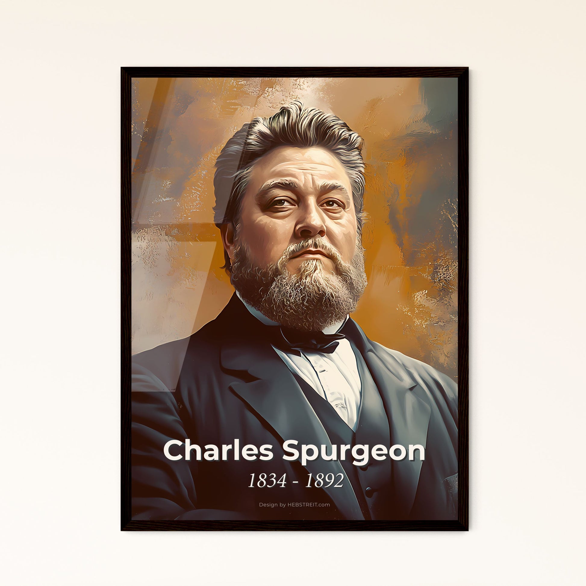 Portrait of Charles Spurgeon, 1834 - 1892. Impressionistic painting of a man in a suit.