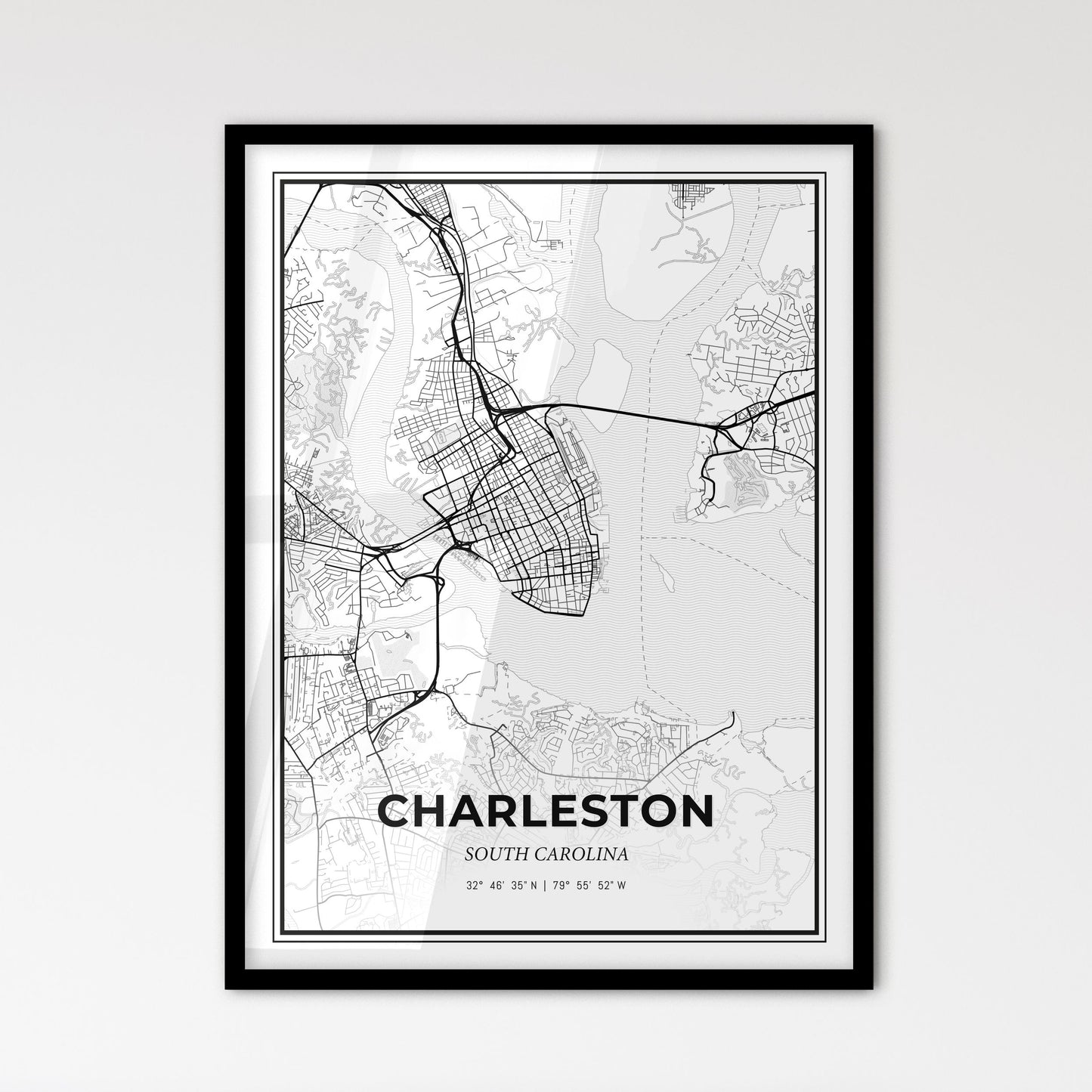 Charleston South Carolina - Scandinavian Style City Map for Modern Home Decor