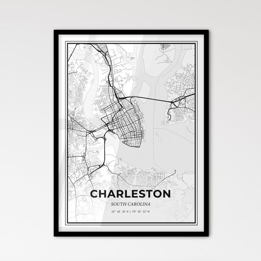 Charleston South Carolina - Scandinavian Style City Map for Modern Home Decor