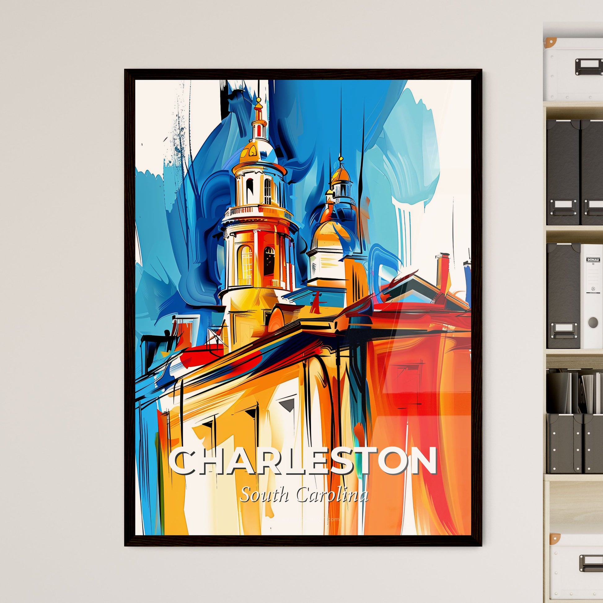 Vibrant Charleston, South Carolina - A Painting Of A Building With Towers