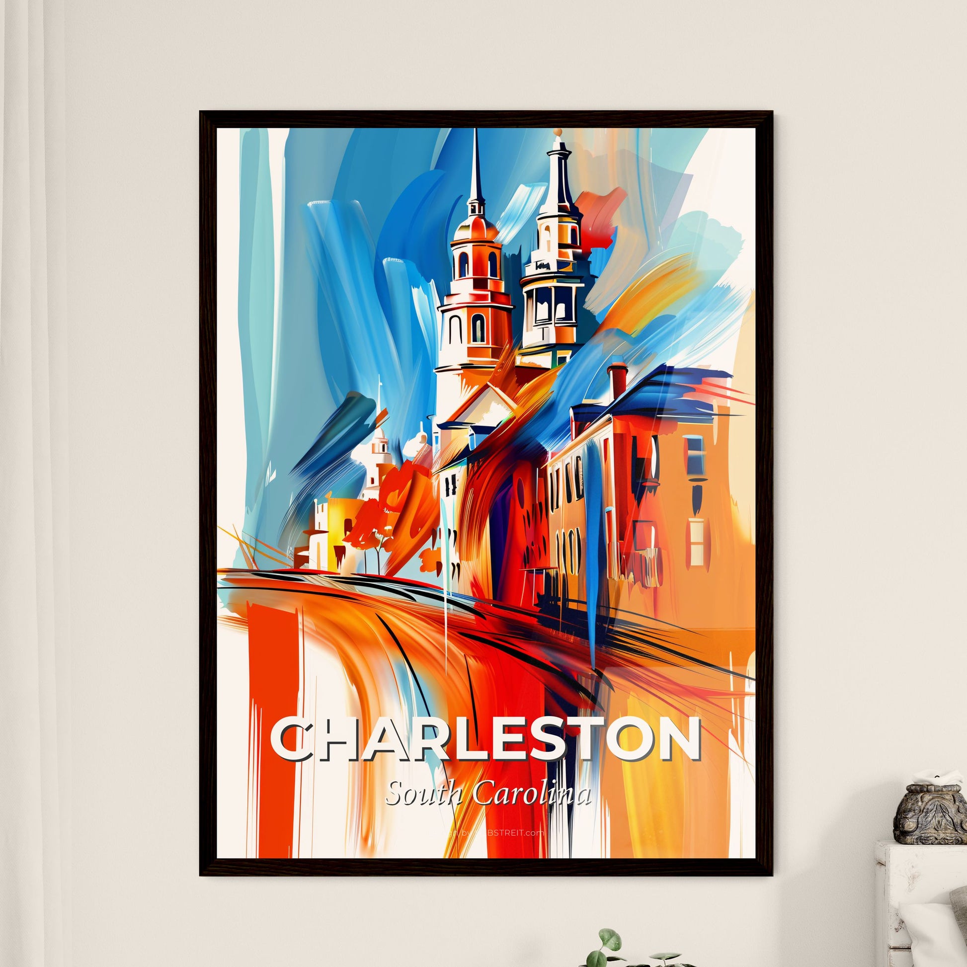 Vibrant Charleston, South Carolina - A Painting Of A Building