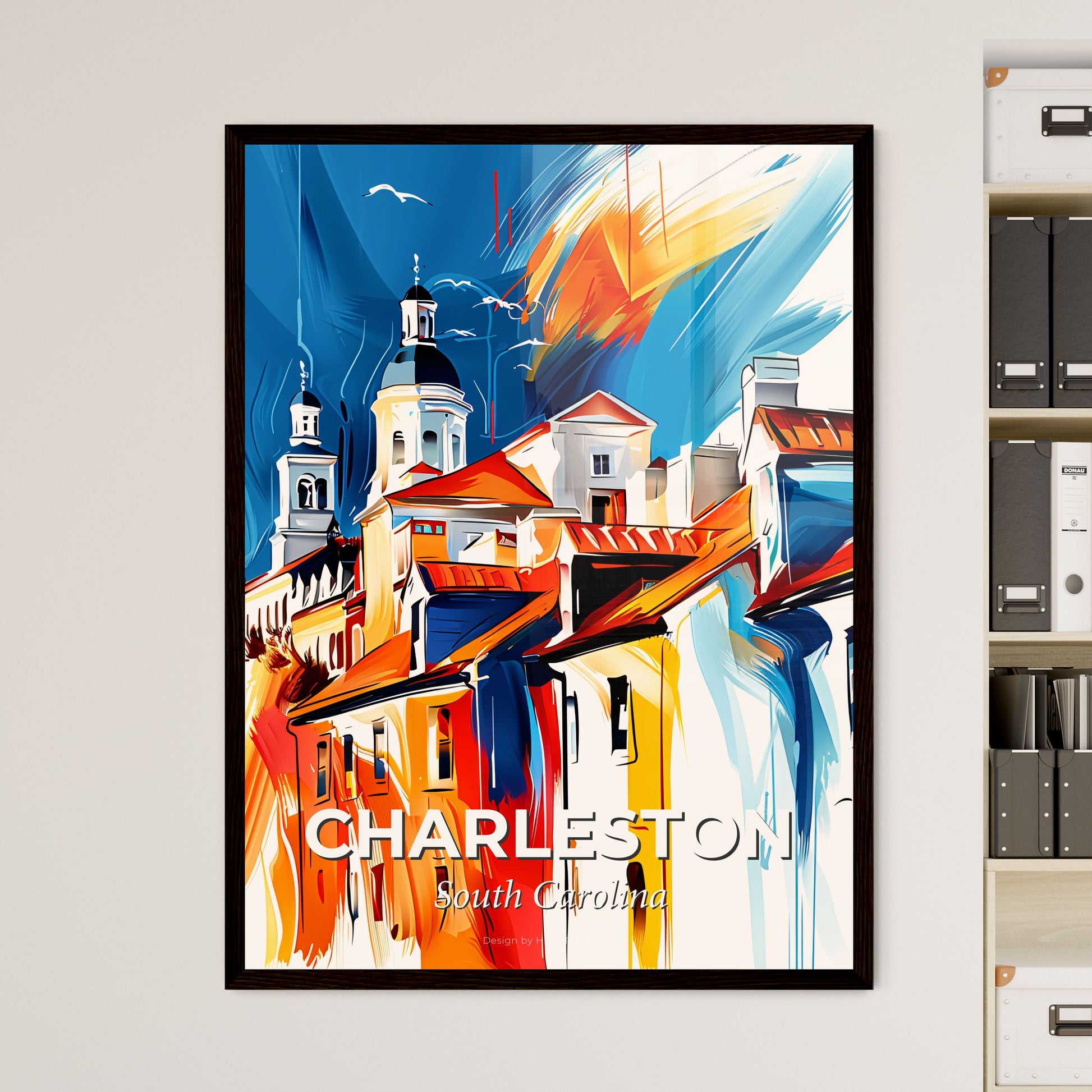 Vibrant Charleston, South Carolina - A Painting Of A Building