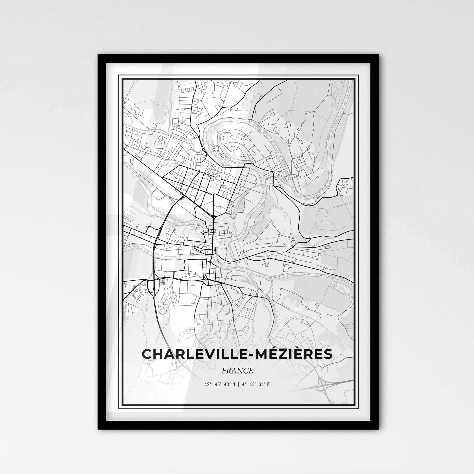 Charleville-Mézières France - Scandinavian Style City Map for Modern Home Decor