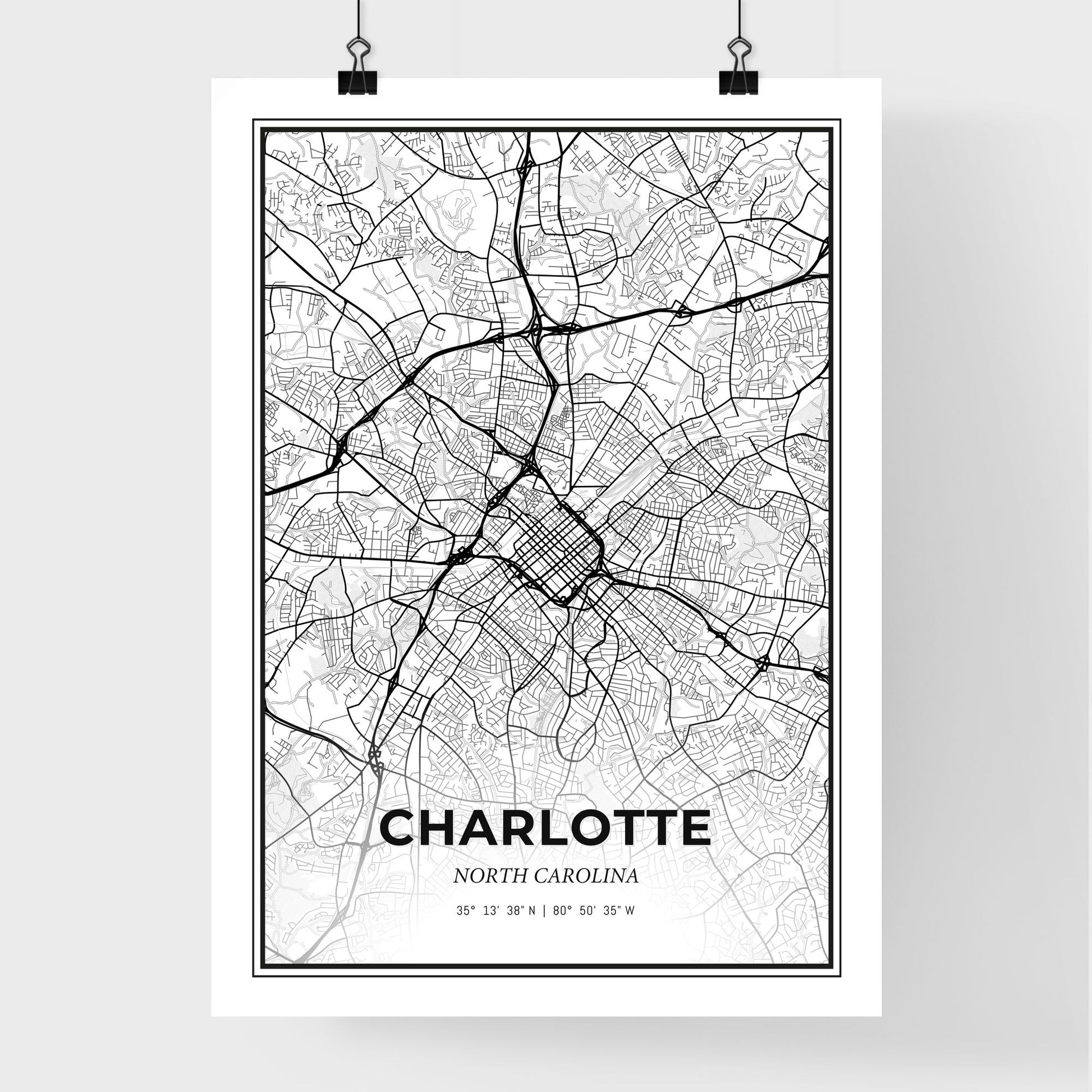 Charlotte North Carolina - Premium City Map Poster