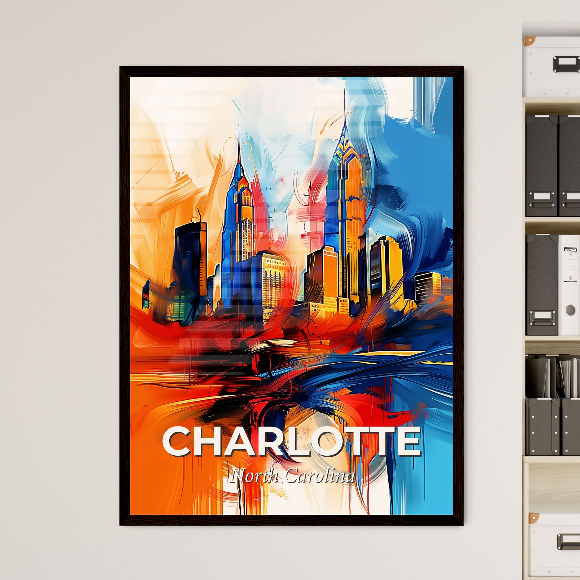 Vibrant Charlotte, North Carolina - A Colorful Cityscape With A Swirl Of Paint