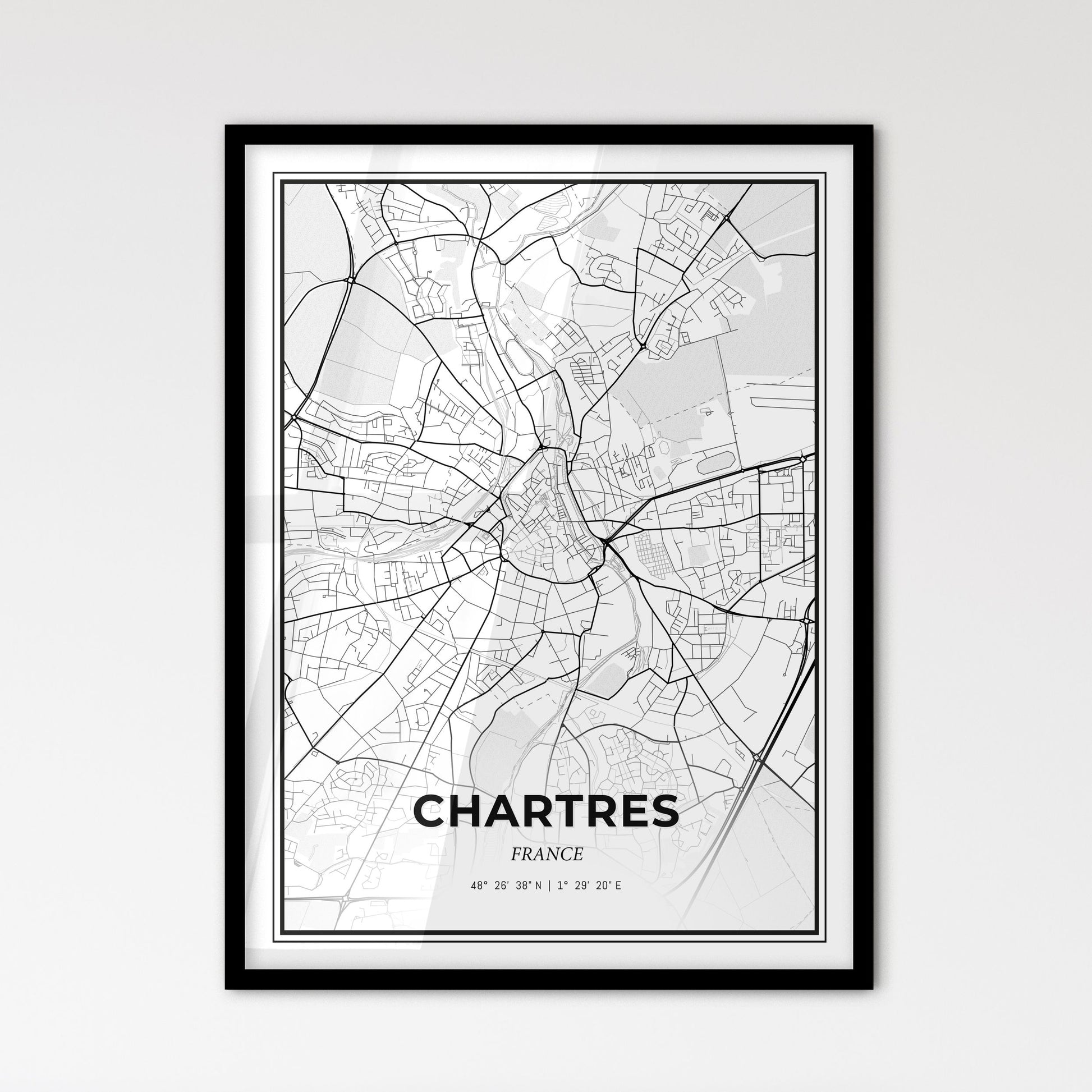 Chartres France - Scandinavian Style City Map for Modern Home Decor