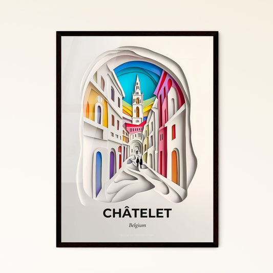 Vivid Châtelet, Belgium - a paper cut of a city with a clock tower