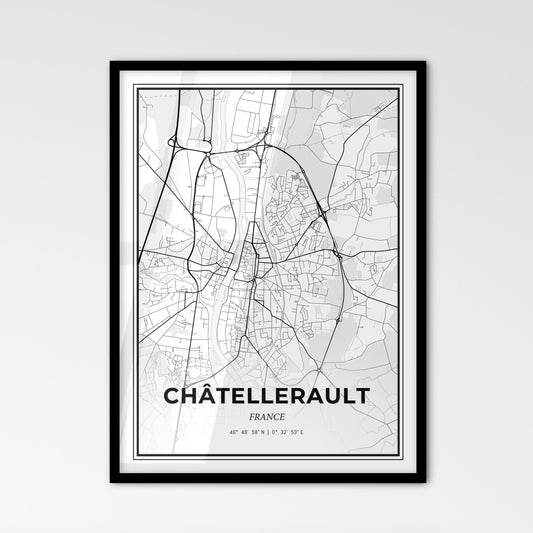 Châtellerault France - Scandinavian Style City Map for Modern Home Decor