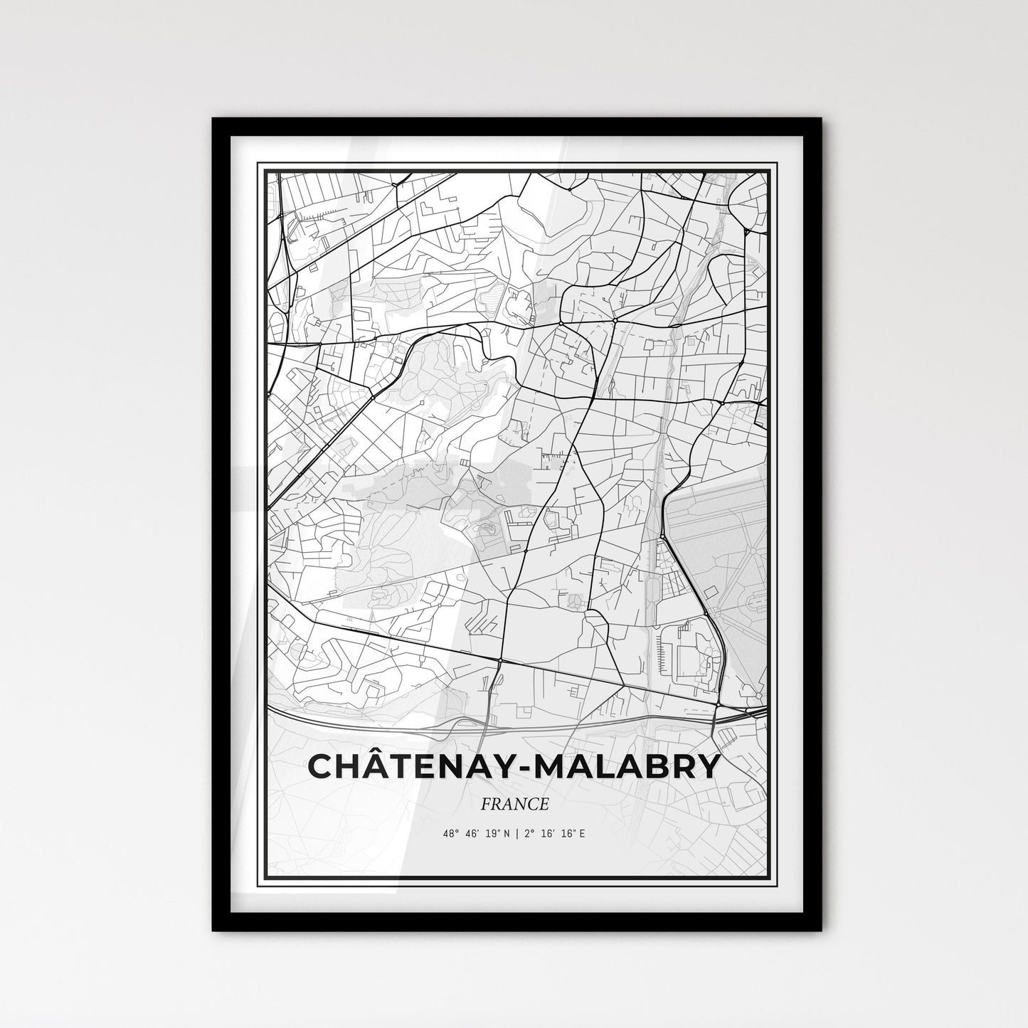 Châtenay-Malabry France - Scandinavian Style City Map for Modern Home Decor