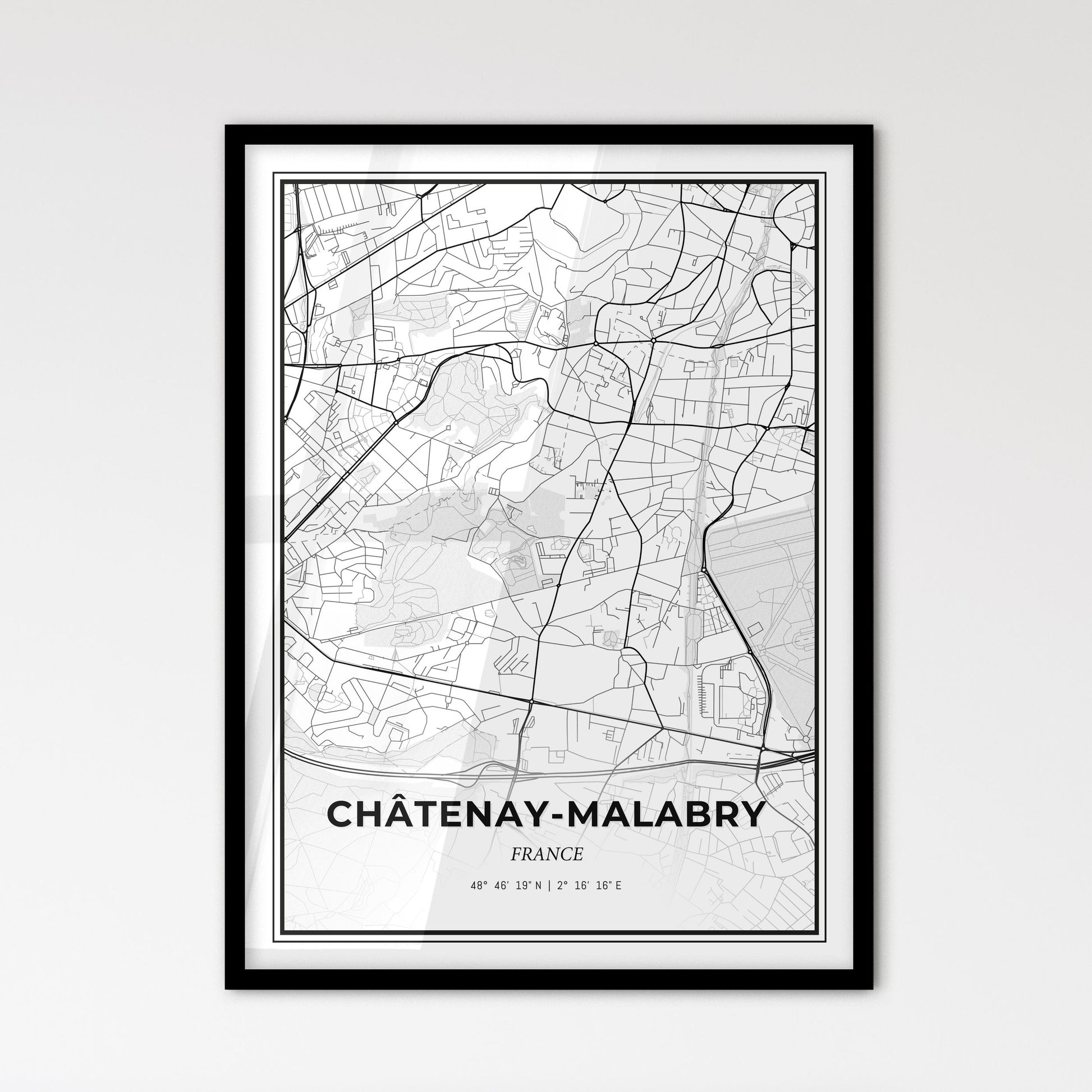 Châtenay-Malabry France - Scandinavian Style City Map for Modern Home Decor