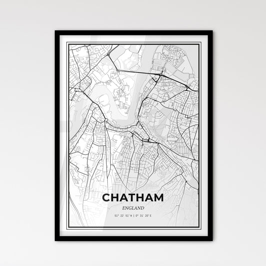 Chatham England - Scandinavian Style City Map for Modern Home Decor