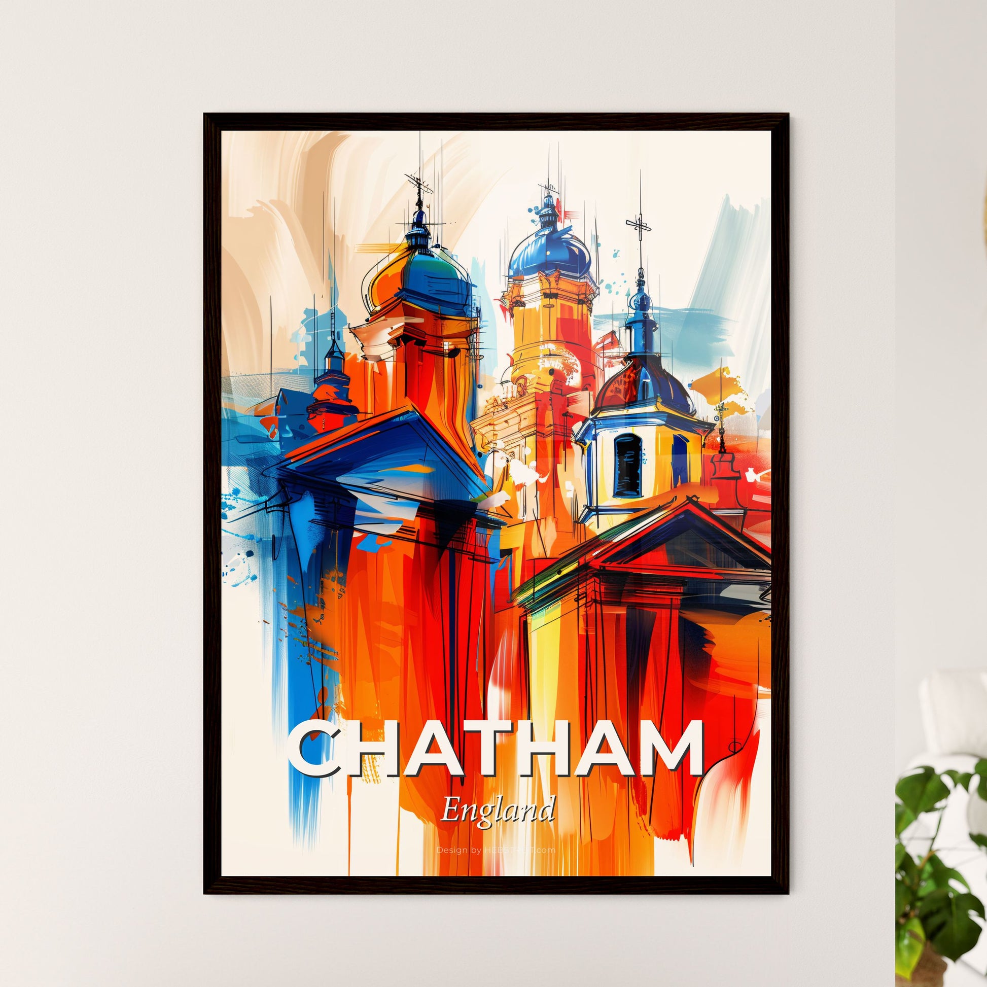 Vibrant Chatham, England - A Painting Of A Building With Towers