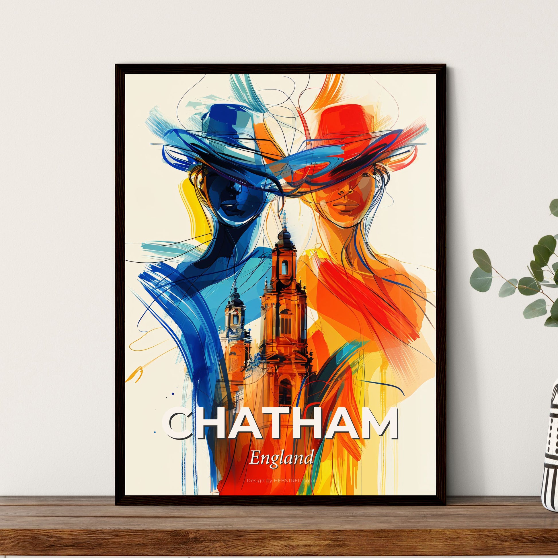 Vibrant Chatham, England - A Painting Of A Woman And A Building