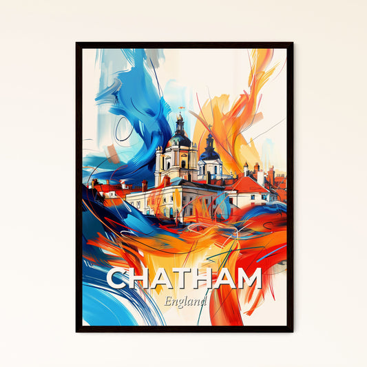 Vibrant Chatham, England - A Painting Of A Building With Colorful Paint Splashes