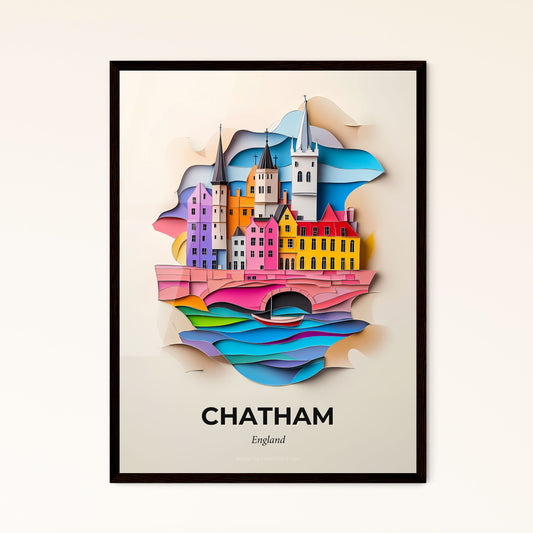 Vivid Chatham, England - a paper cut of a city with a bridge