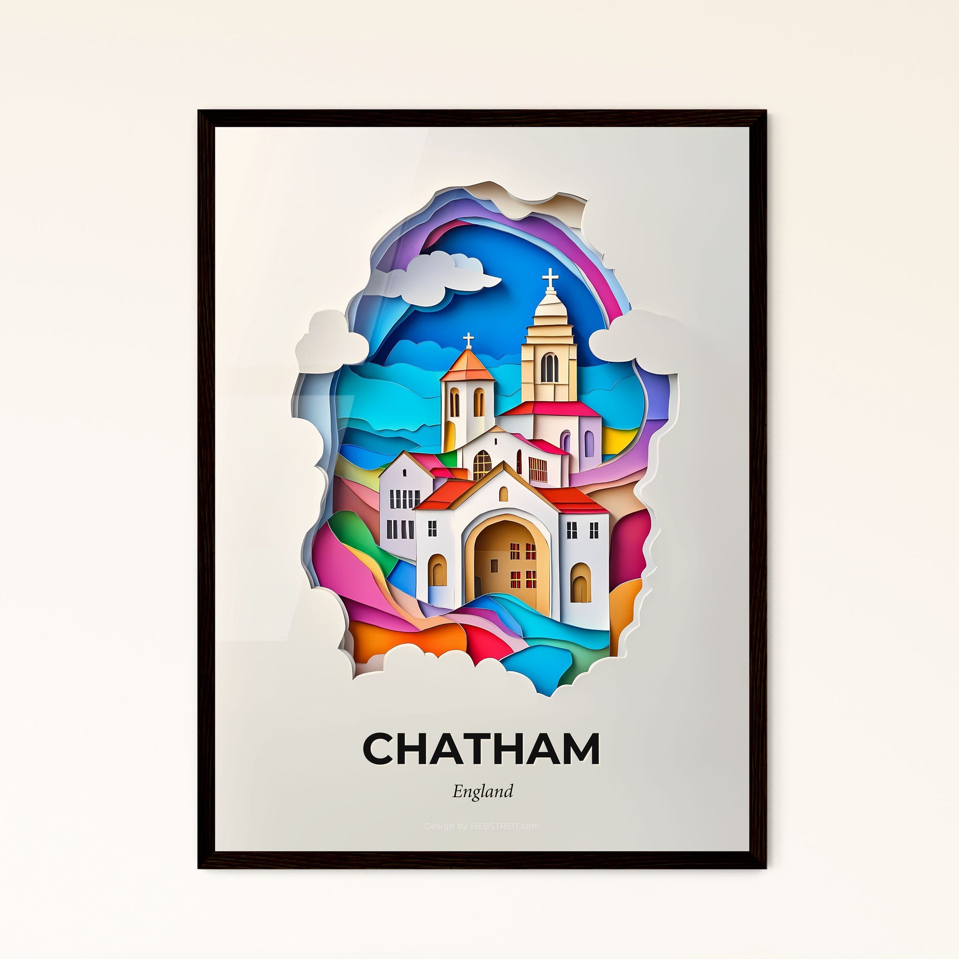 Vivid Chatham, England - a paper cut of a church with a rainbow