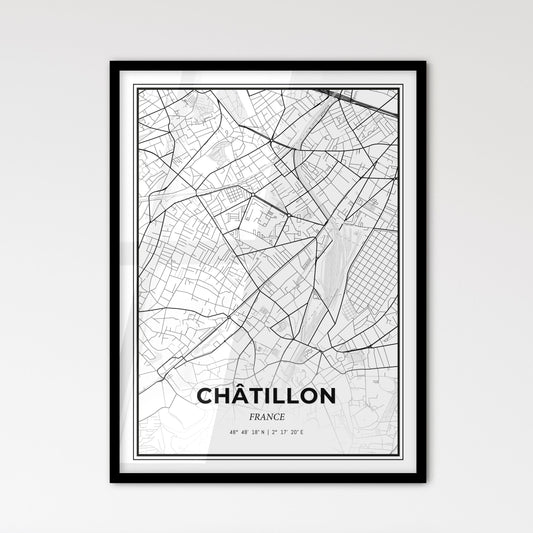 Châtillon France - Scandinavian Style City Map for Modern Home Decor