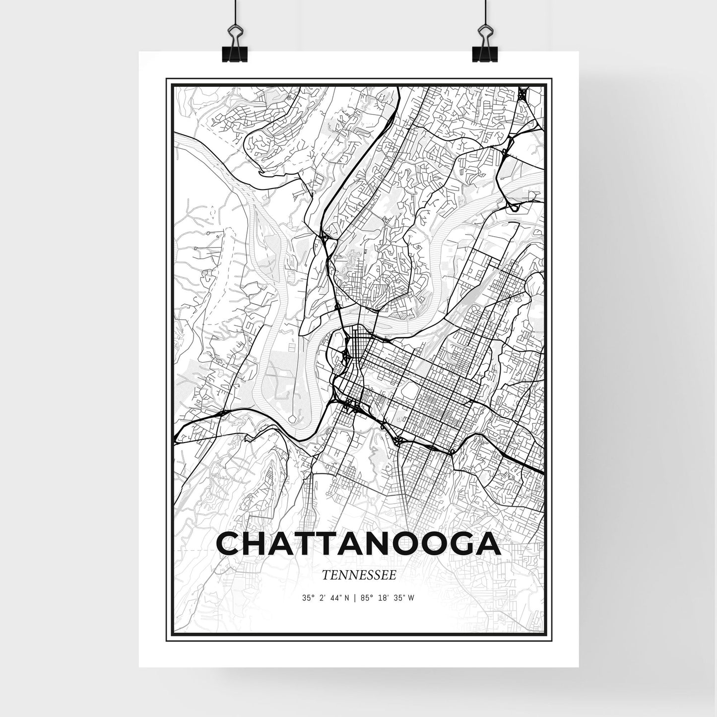 Chattanooga Tennessee - Premium City Map Poster