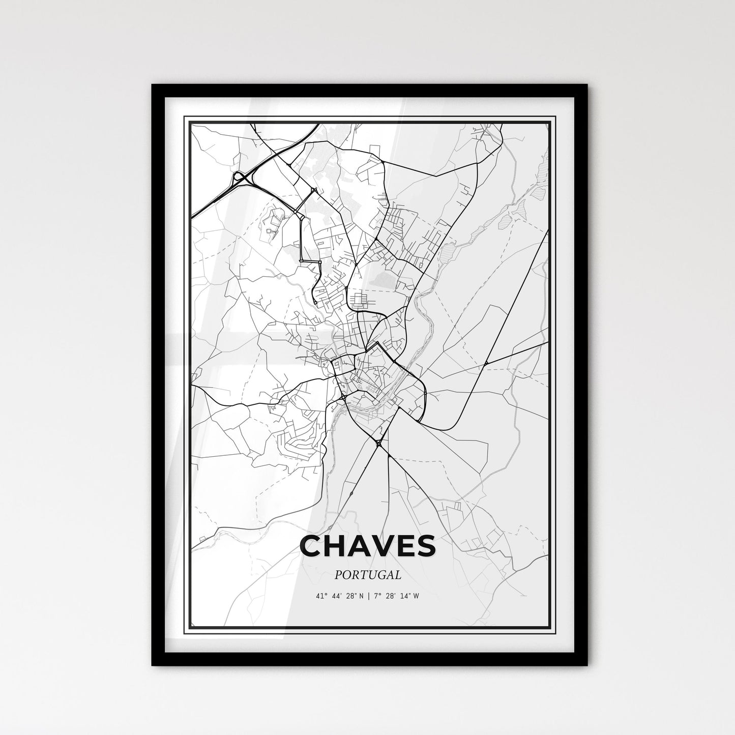 Chaves Portugal - Scandinavian Style City Map for Modern Home Decor