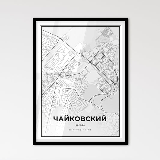 Chaykovsky Russia - Scandinavian Style City Map for Modern Home Decor