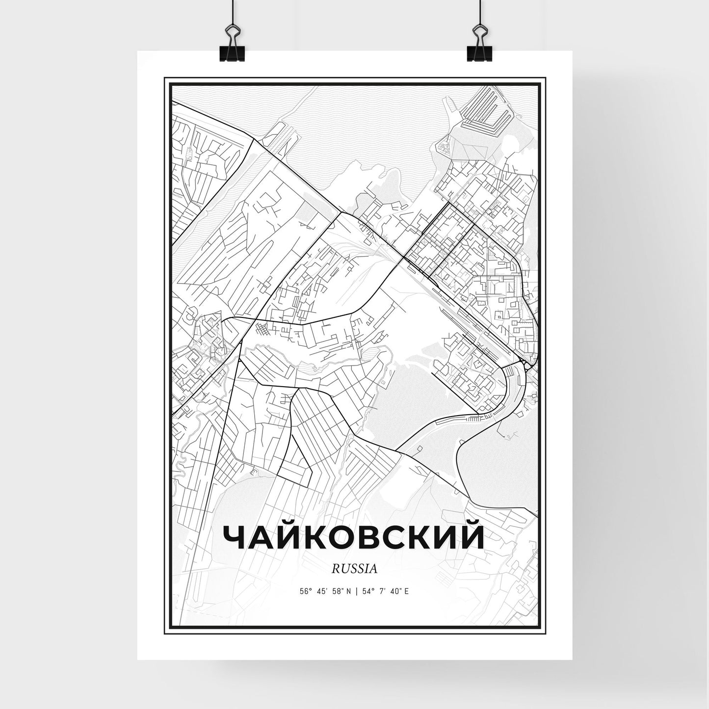 Chaykovsky Russia - Premium City Map Poster