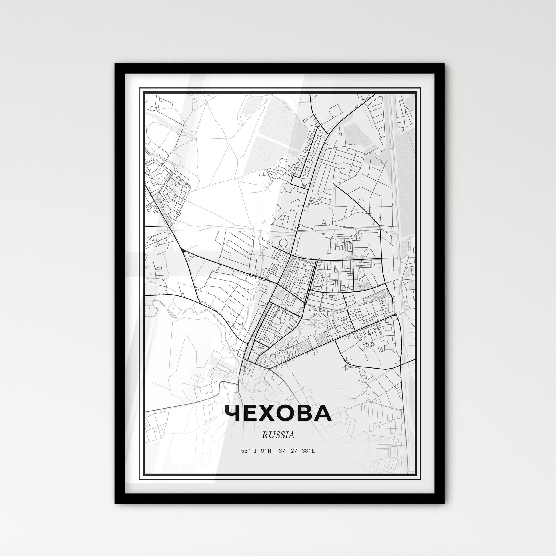 Chekhov Russia - Scandinavian Style City Map for Modern Home Decor