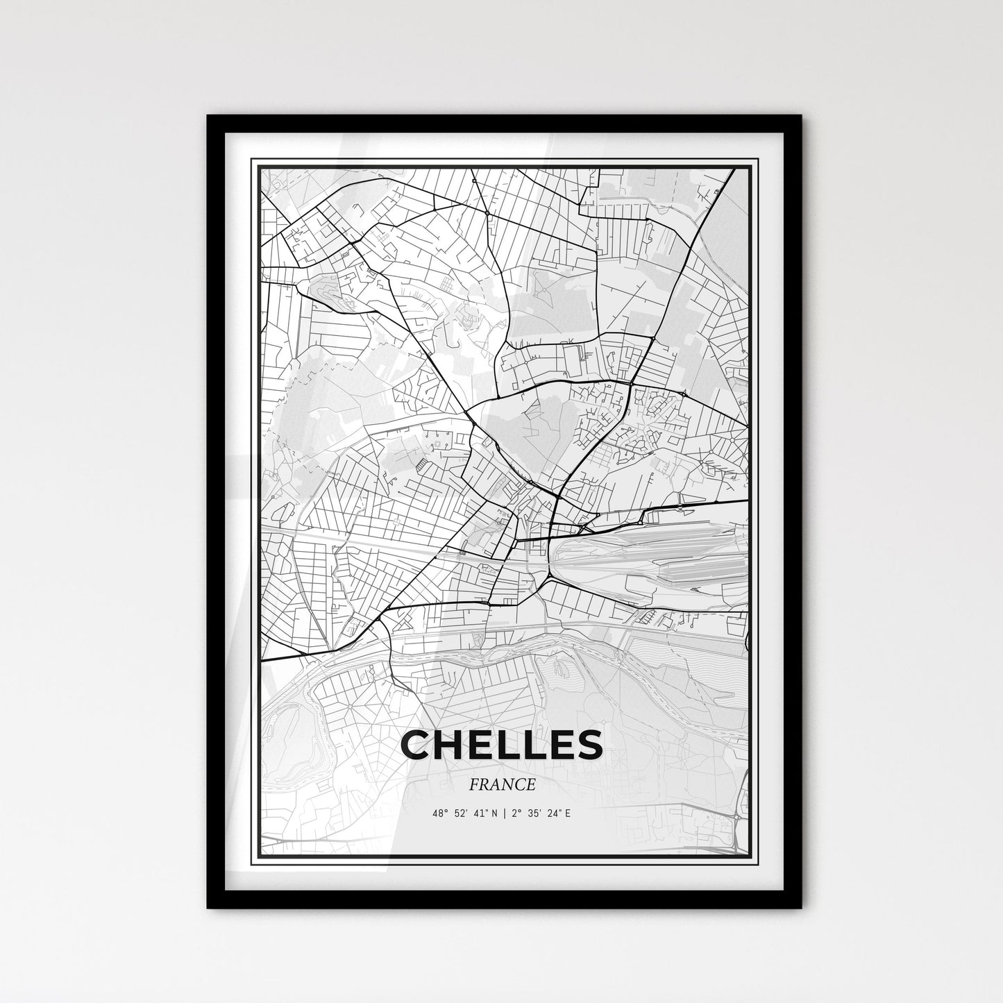 Chelles France - Scandinavian Style City Map for Modern Home Decor