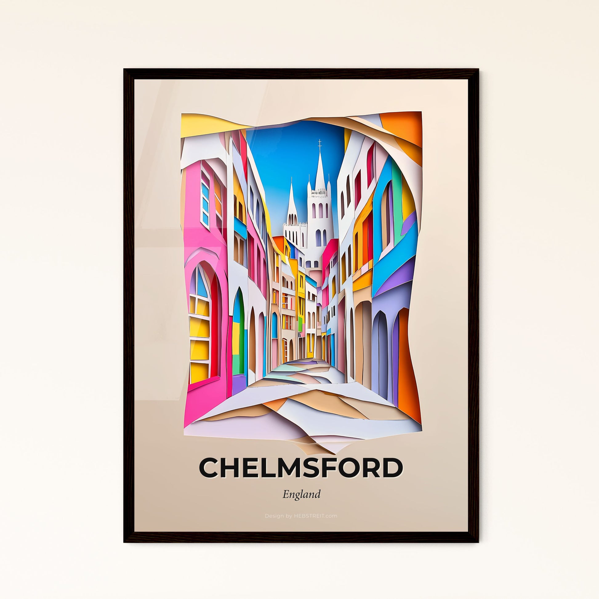 Vivid Chelmsford, England - a colorful city street with a church tower