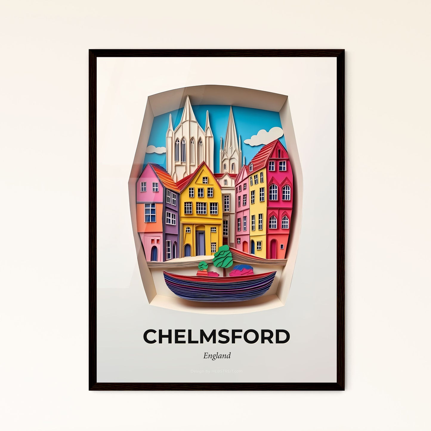 Vivid Chelmsford, England - a paper cut of a boat in a city