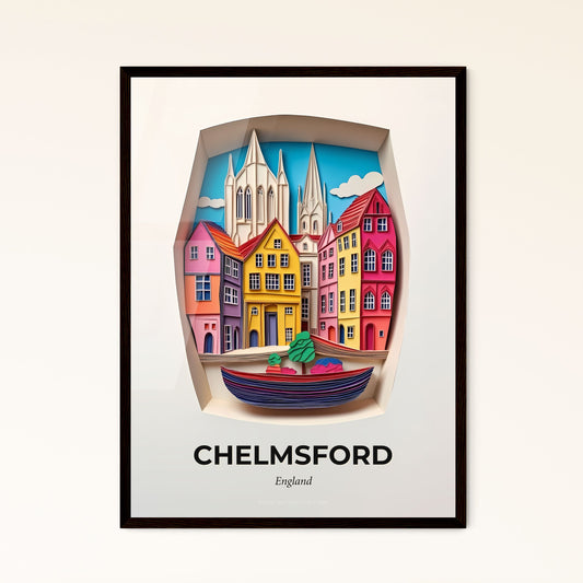 Vivid Chelmsford, England - a paper cut of a boat in a city