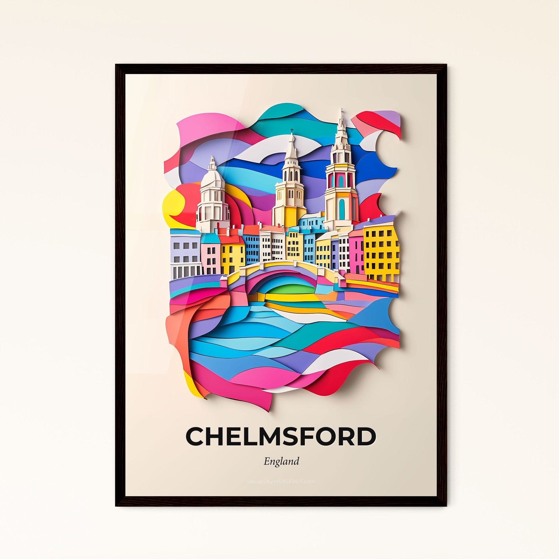 Vivid Chelmsford, England - a paper cut of a city with a bridge