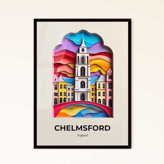 Vivid Chelmsford, England - a paper cut of a city with a clock tower