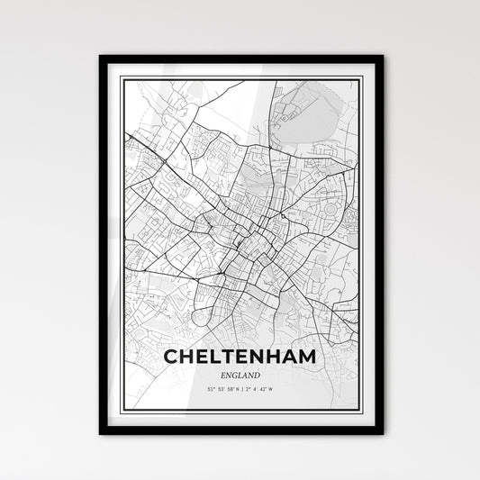 Cheltenham England - Scandinavian Style City Map for Modern Home Decor