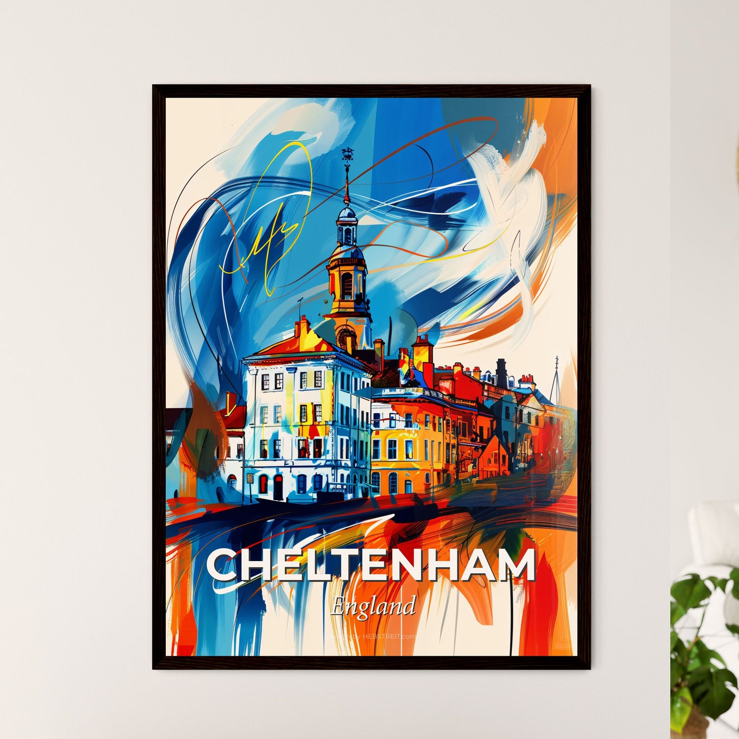 Vibrant Cheltenham, England - A Painting Of A Building