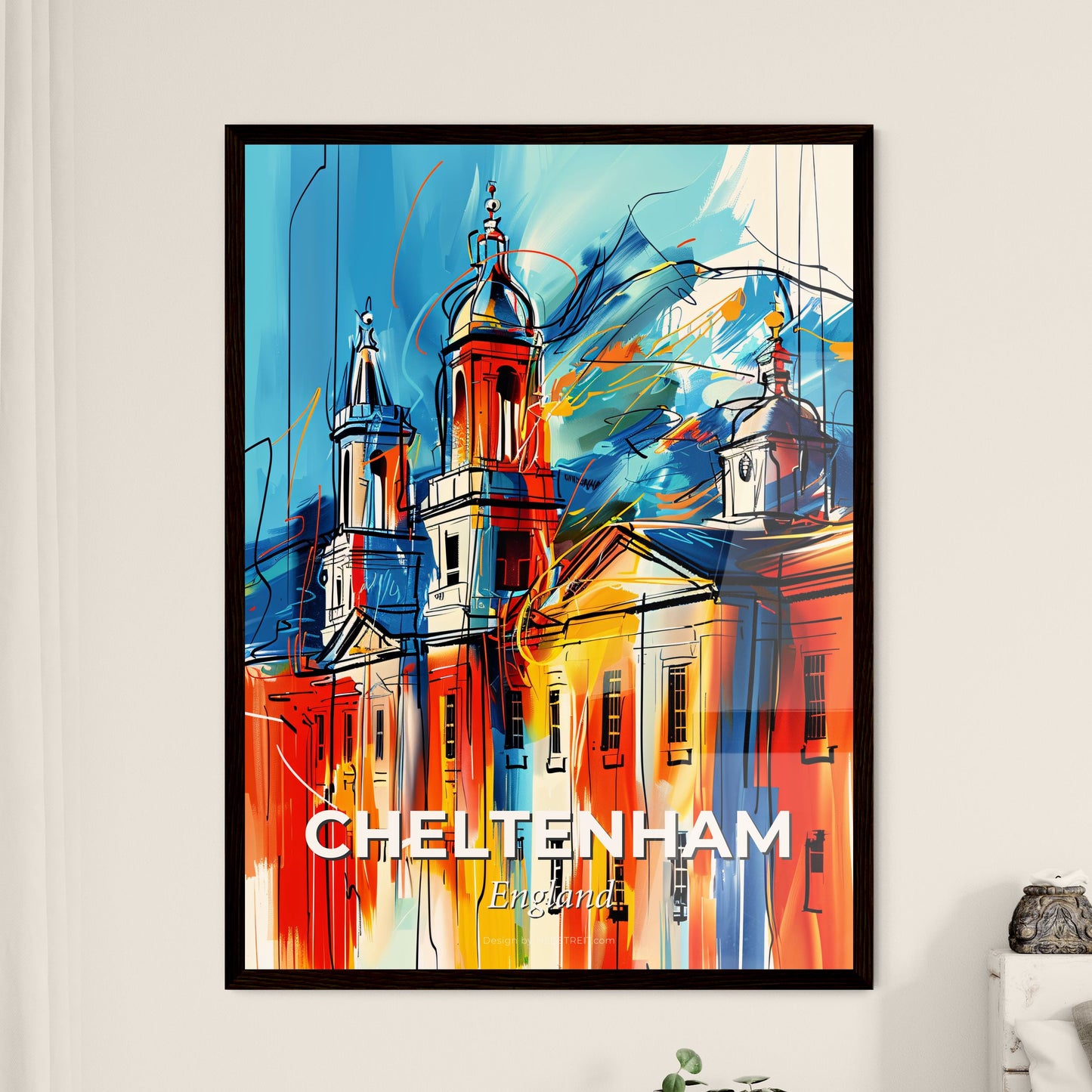 Vibrant Cheltenham, England - A Painting Of A Building With Towers And Spires