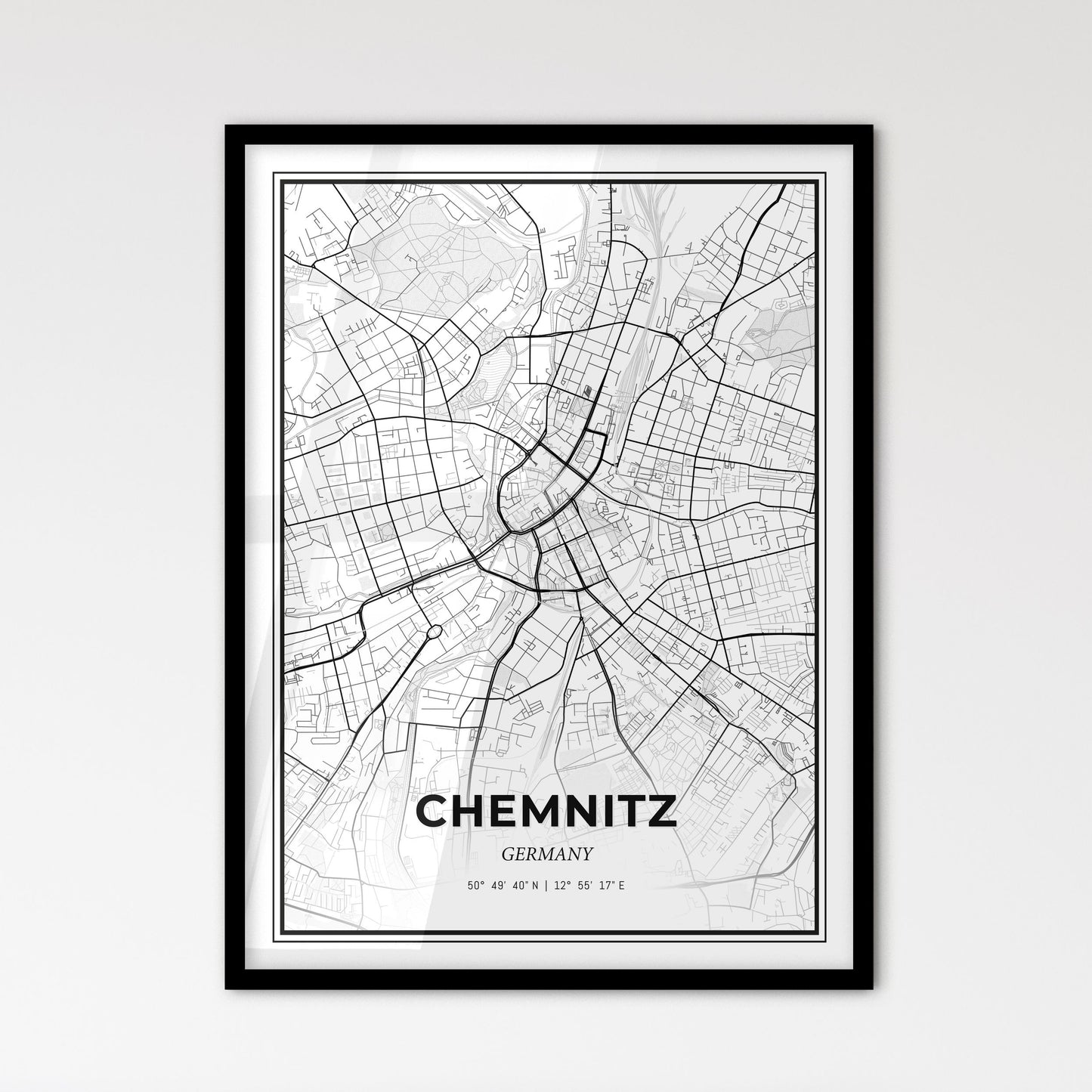 Chemnitz Germany - Scandinavian Style City Map for Modern Home Decor