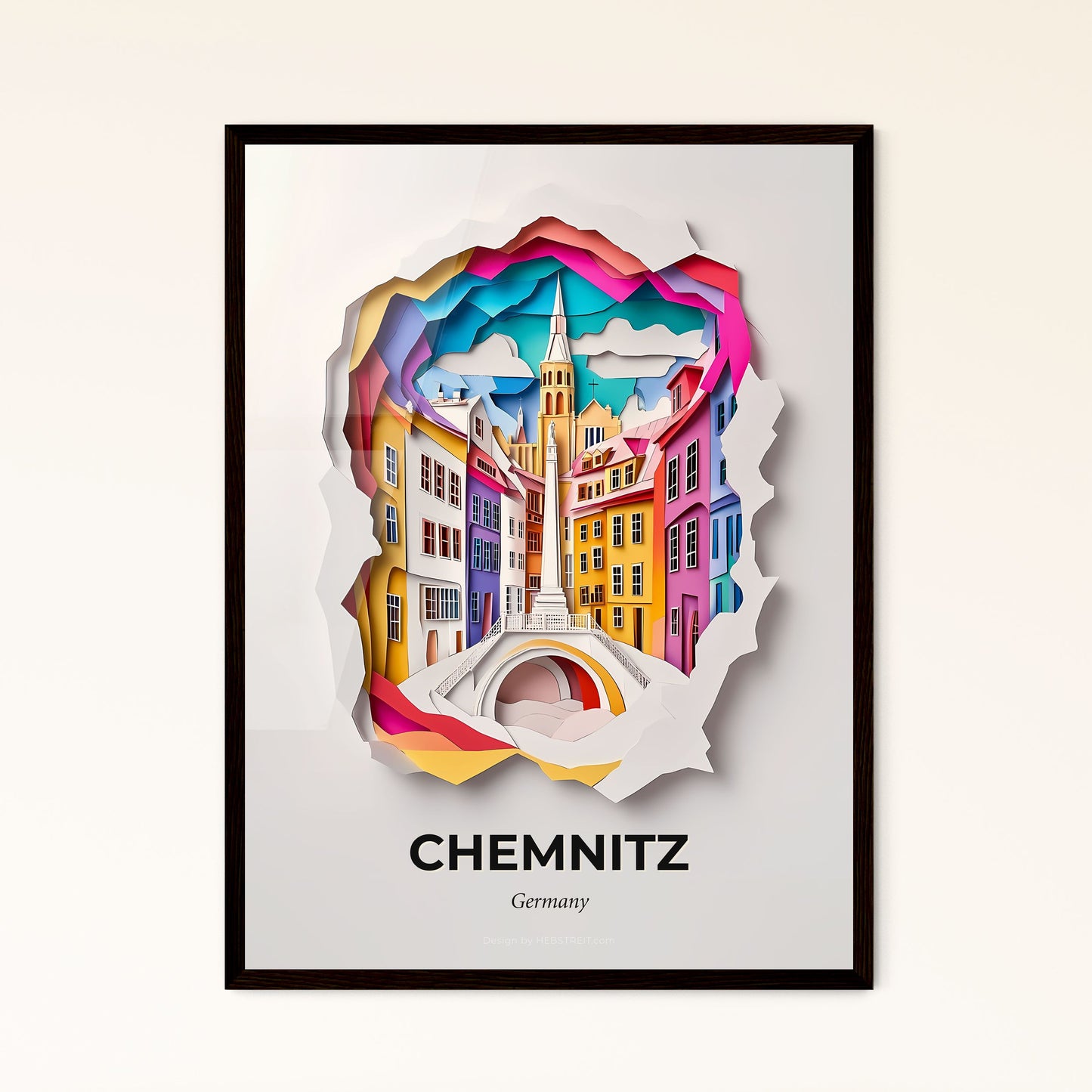 Vivid Chemnitz, Germany - a paper cut of a city with a bridge