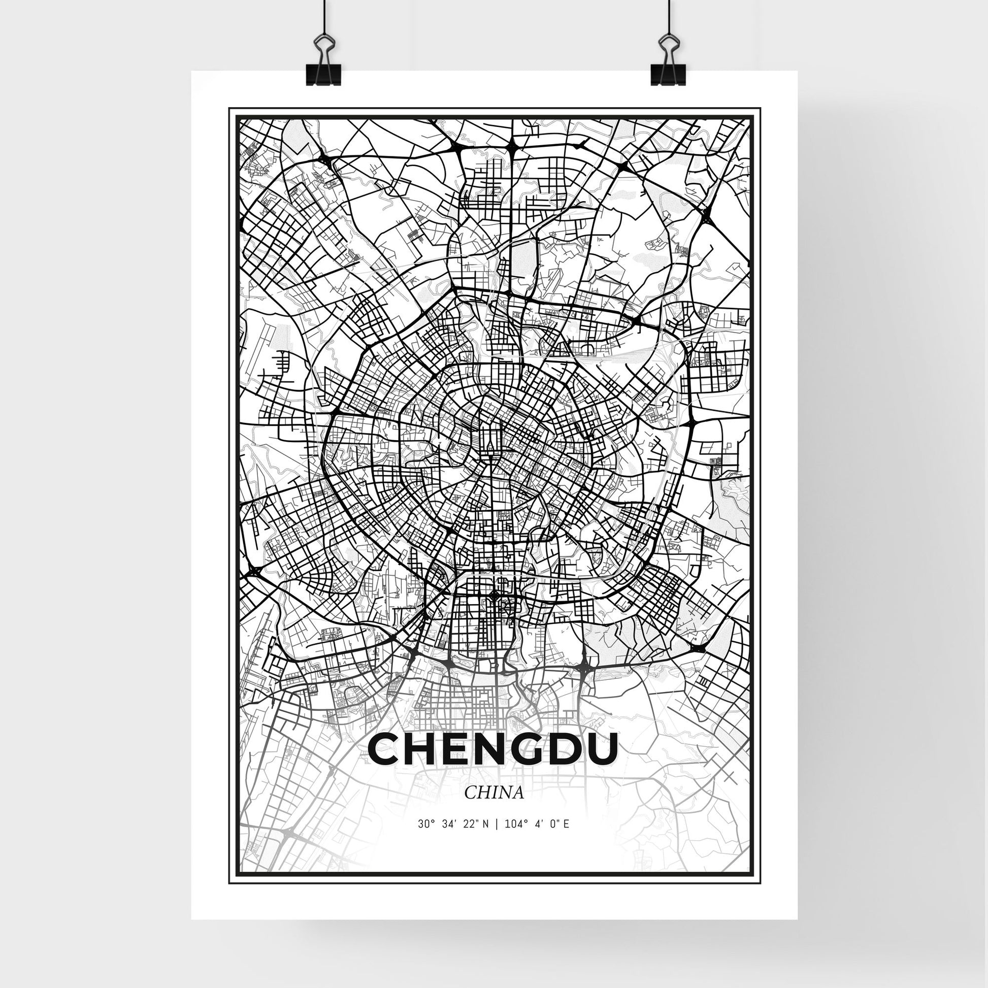 Chengdu China - Premium City Map Poster