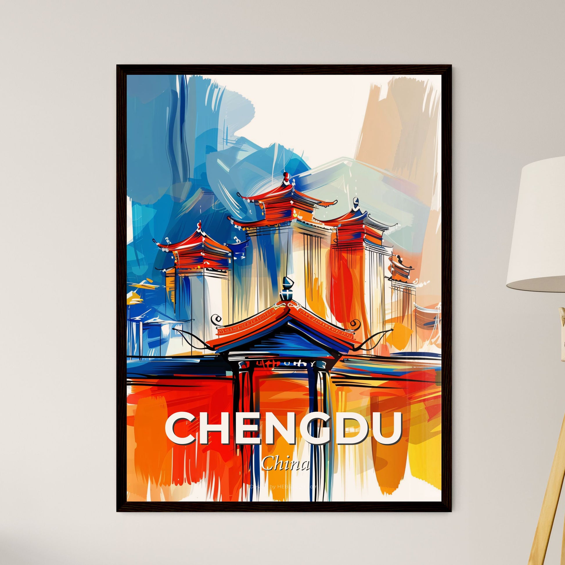 Vibrant Chengdu, China - A Painting Of A Building