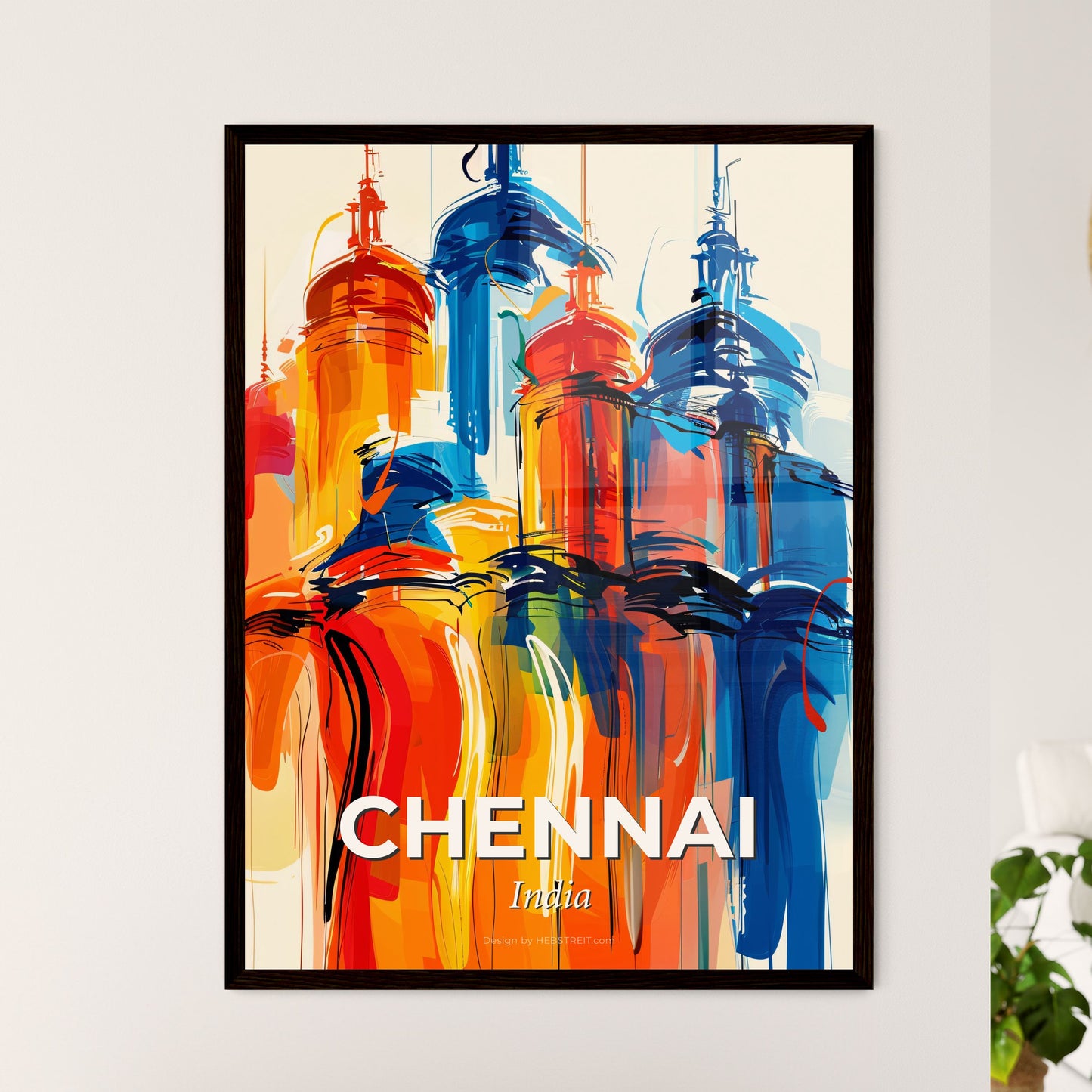 Vibrant Chennai, India - A Colorful Painting Of A Building