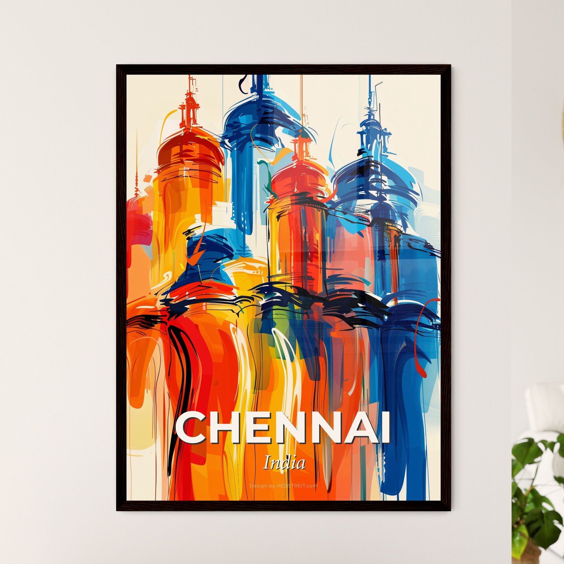 Vibrant Chennai, India - A Colorful Painting Of A Building