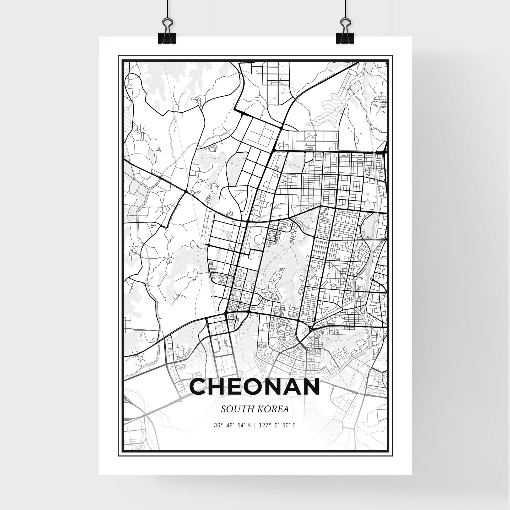 Cheonan South Korea - Premium City Map Poster