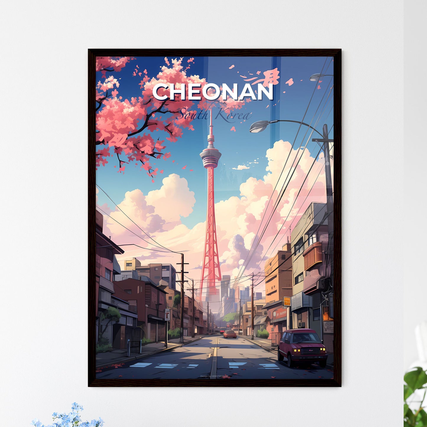 Painting of Cheonan Cityscape With Tower View Default Title