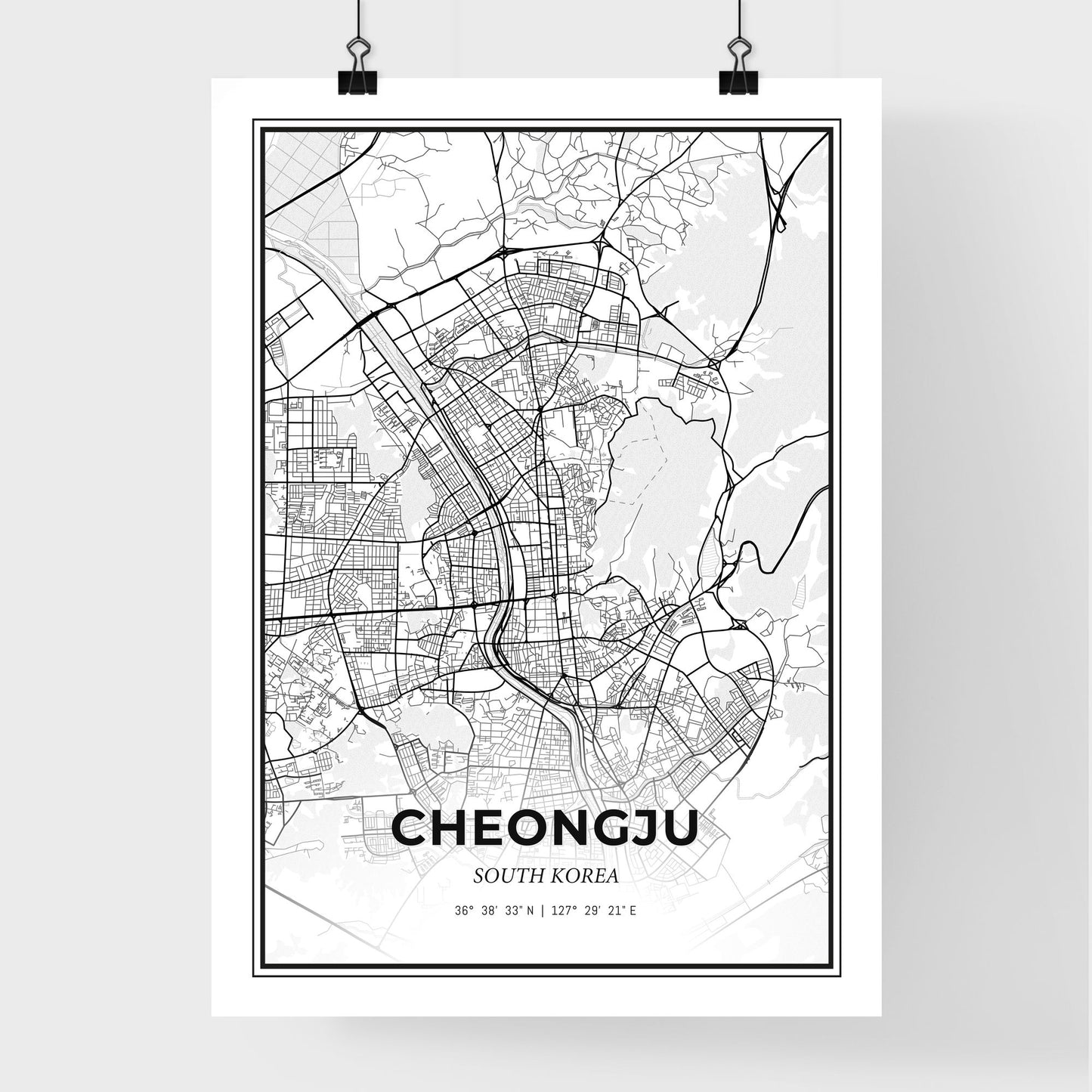 Cheongju South Korea - Premium City Map Poster