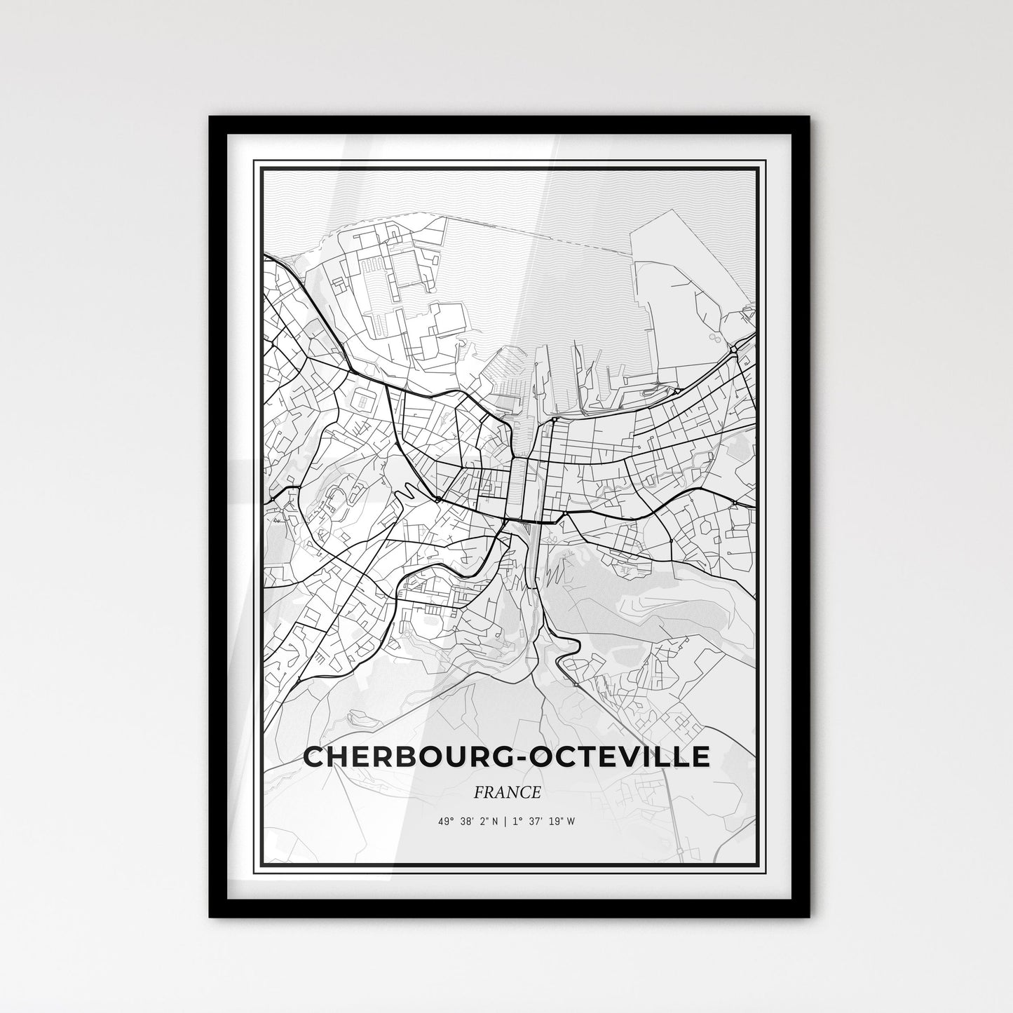 Cherbourg-Octeville France - Scandinavian Style City Map for Modern Home Decor