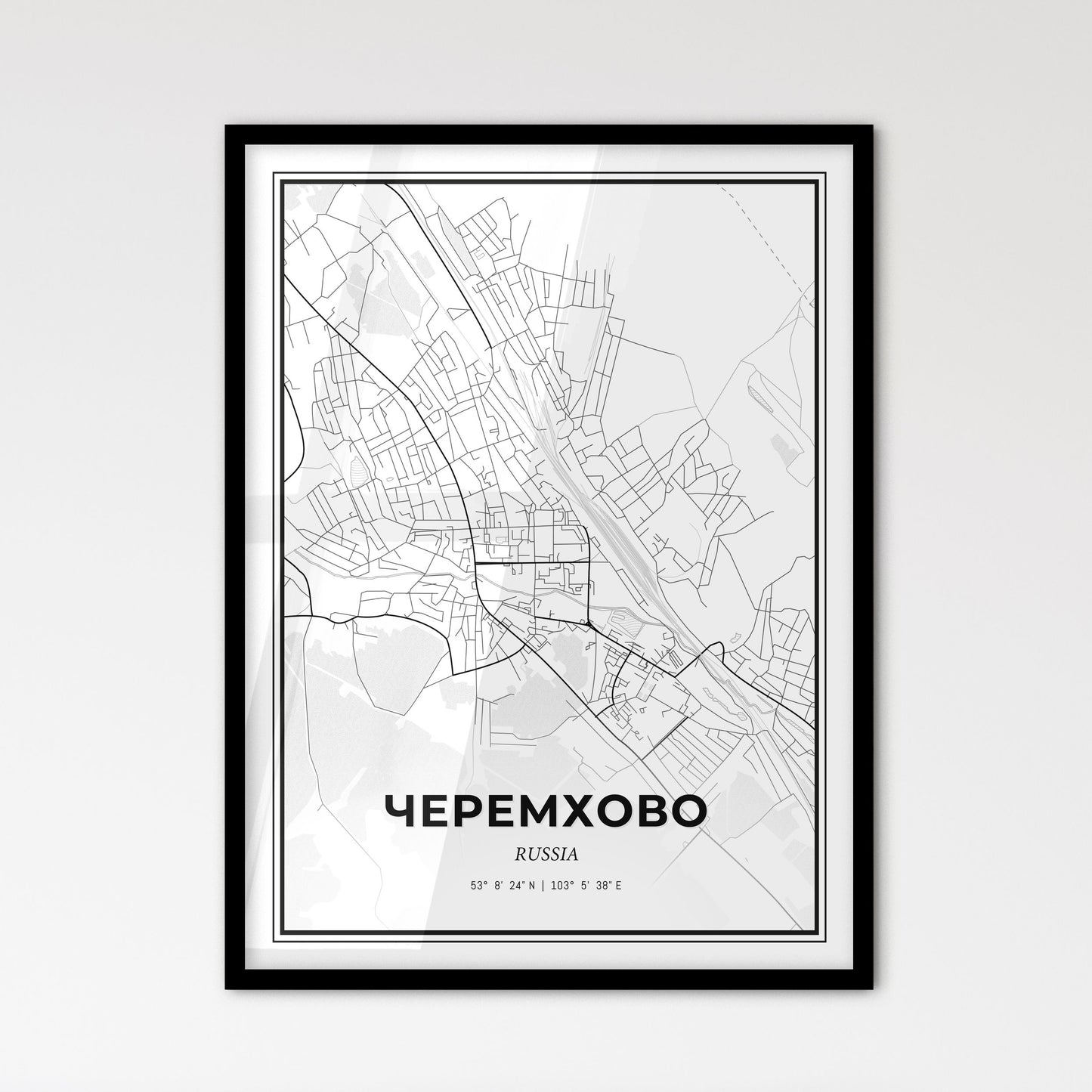 Cheremkhovo Russia - Scandinavian Style City Map for Modern Home Decor