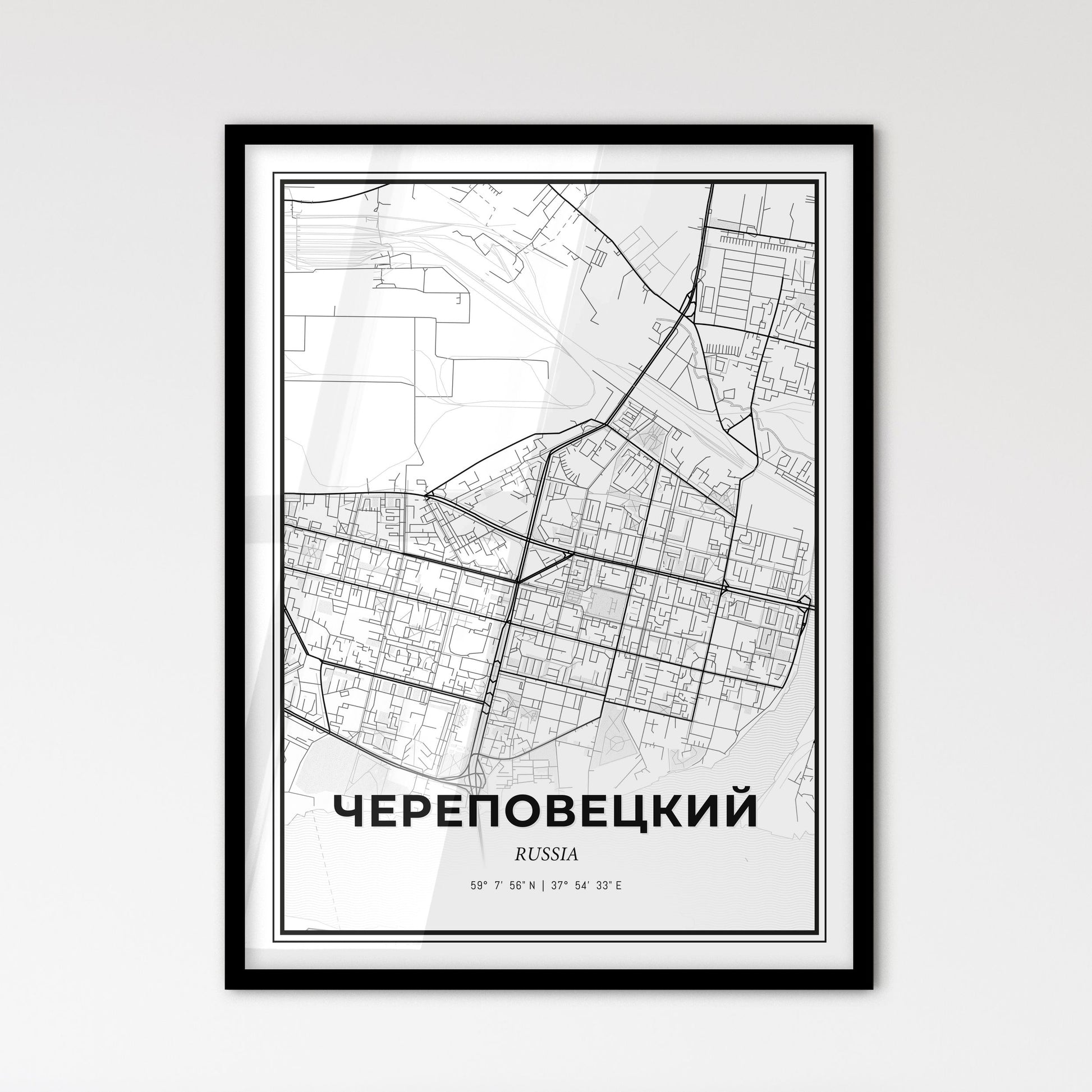 Cherepovets Russia - Scandinavian Style City Map for Modern Home Decor