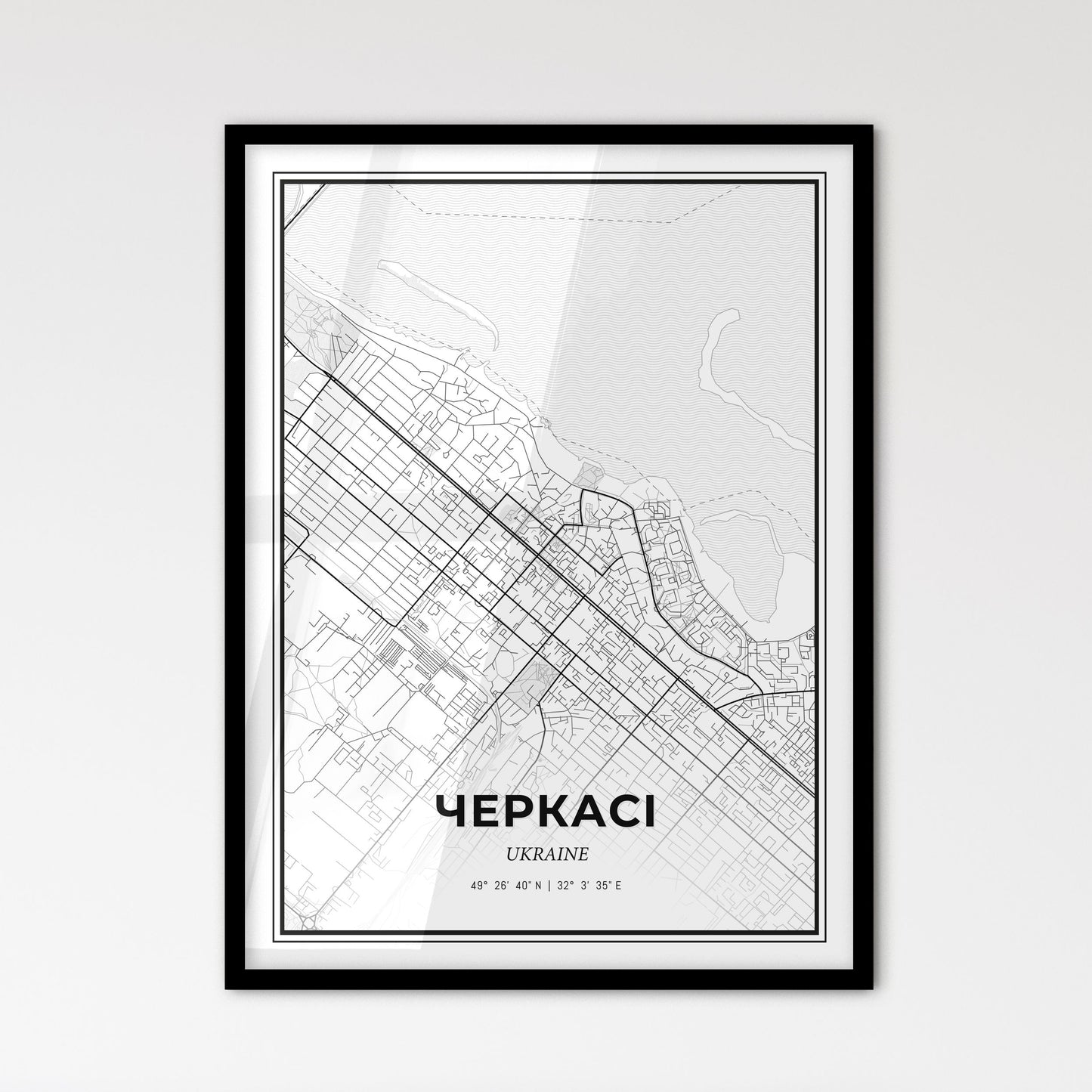 Cherkasy Ukraine - Scandinavian Style City Map for Modern Home Decor