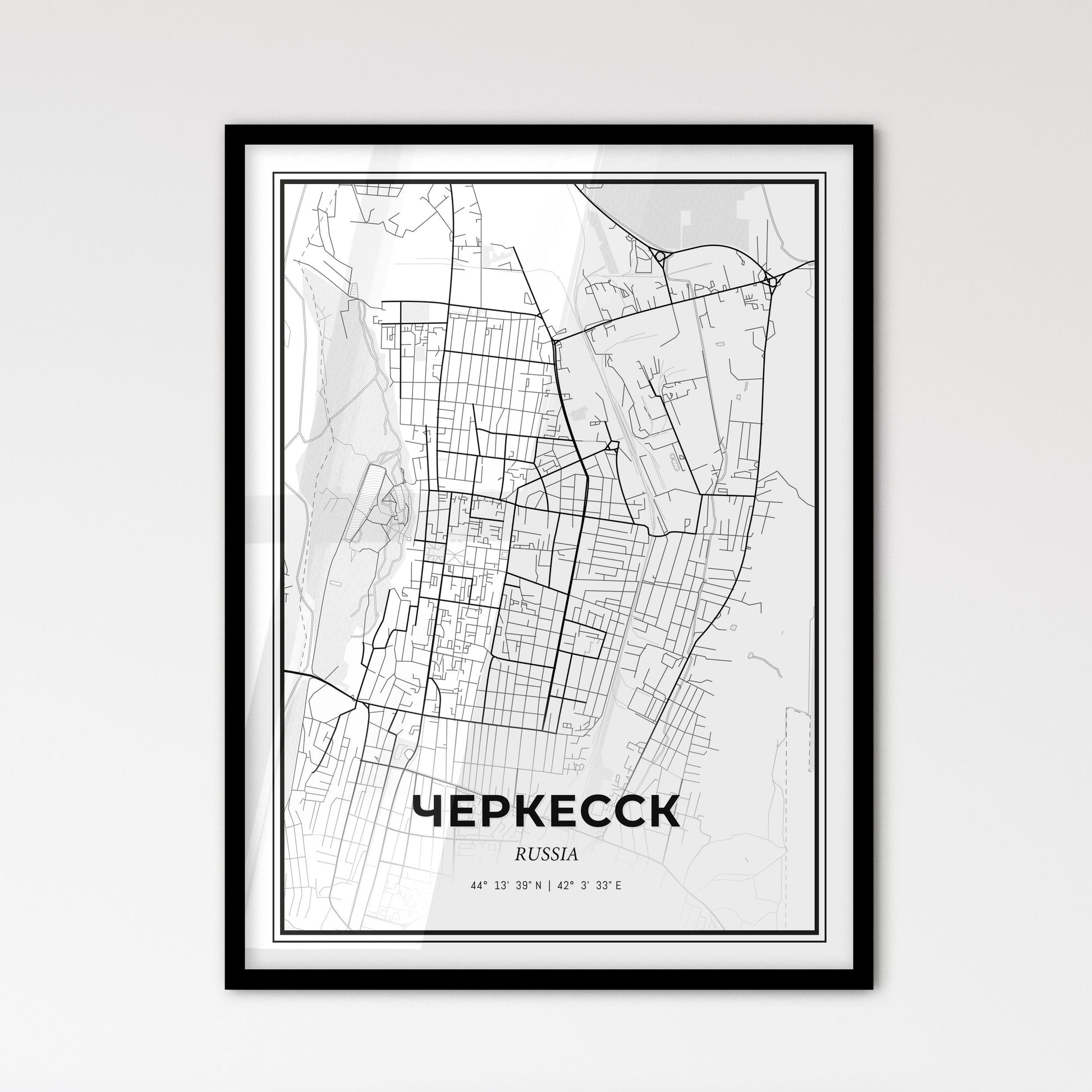 Cherkessk Russia - Scandinavian Style City Map for Modern Home Decor