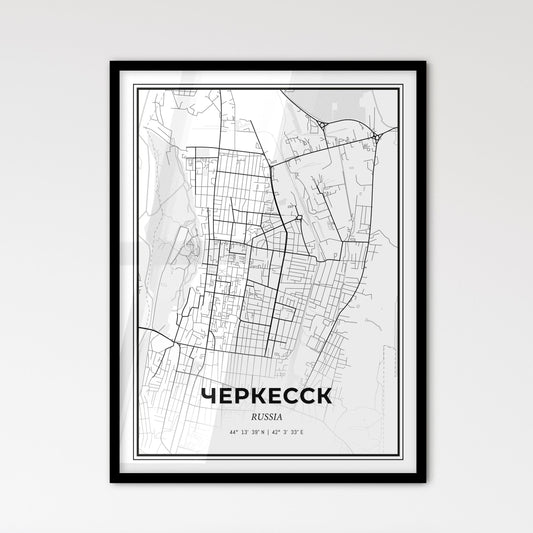 Cherkessk Russia - Scandinavian Style City Map for Modern Home Decor